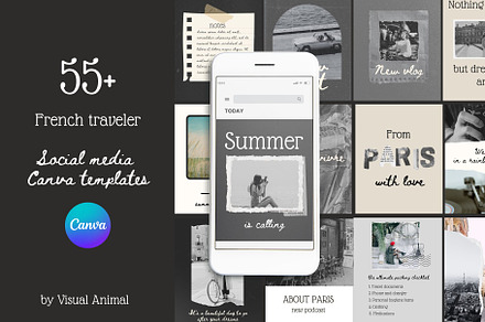 French traveler Canva templates