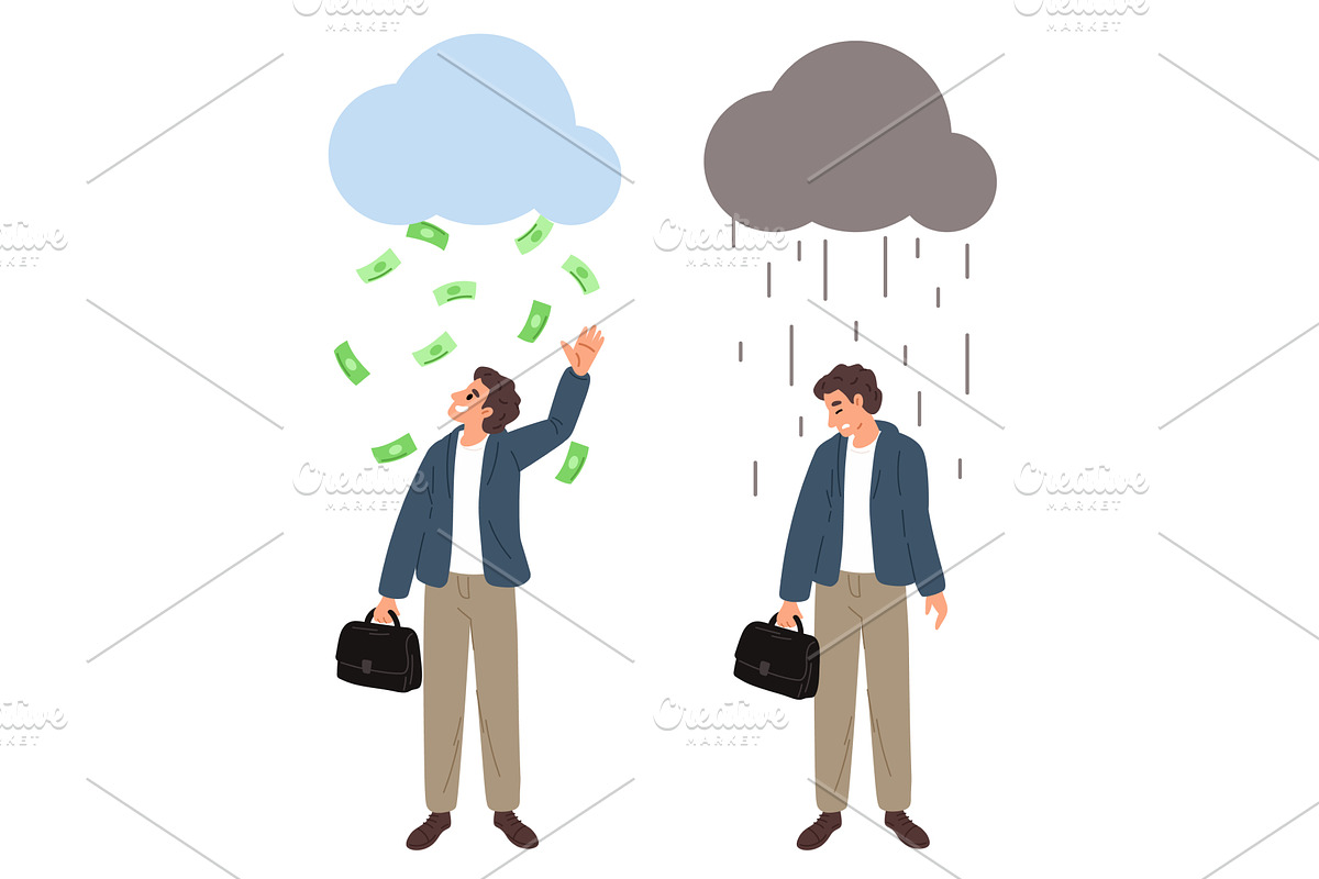 Businessman standing under cloud, a Finance Illustration by Vectorbuum