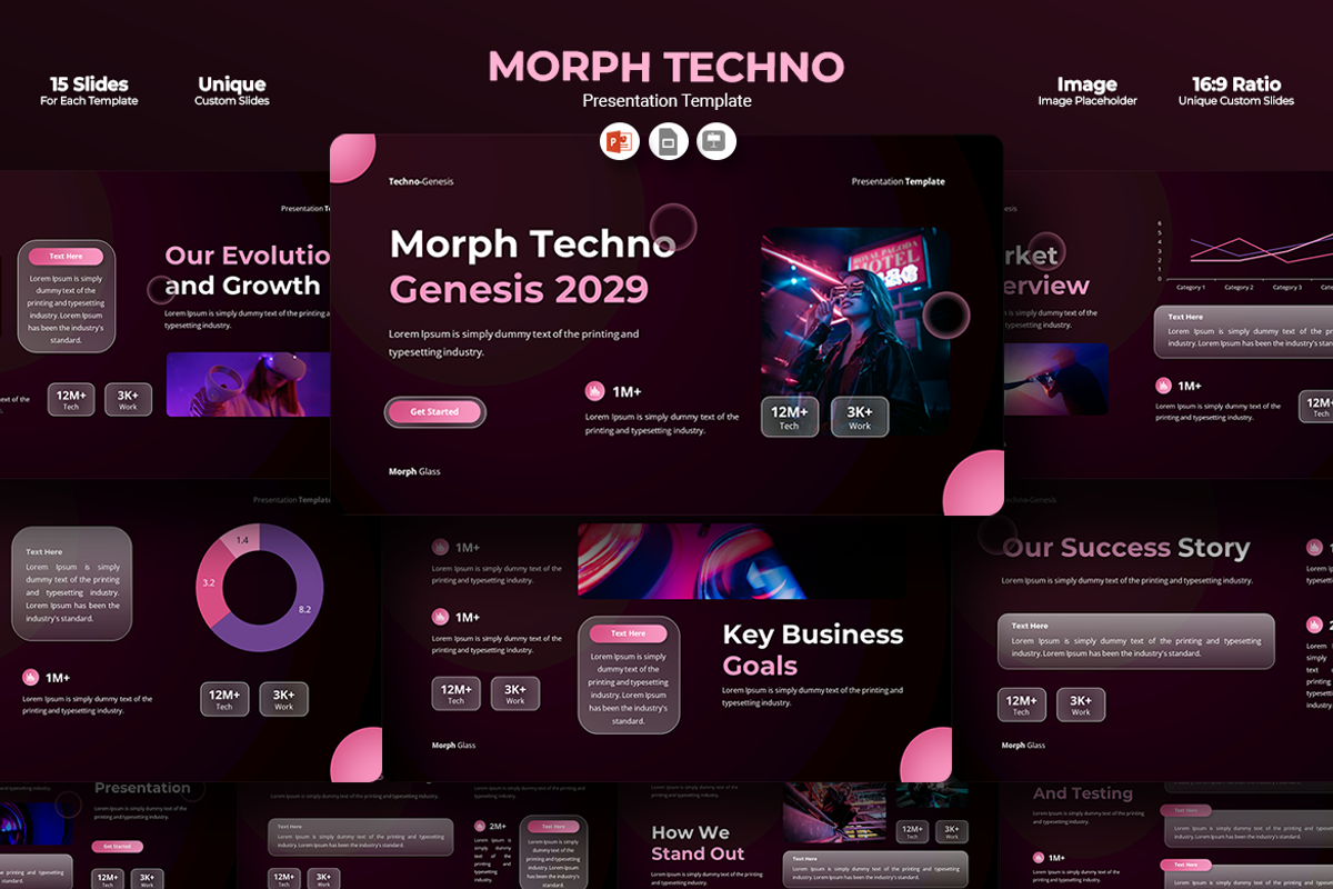 Morph Techno Genesis 2029 PowerPoint, a Presentation Template by Iqsiart Studio (Photo 1 of 3)