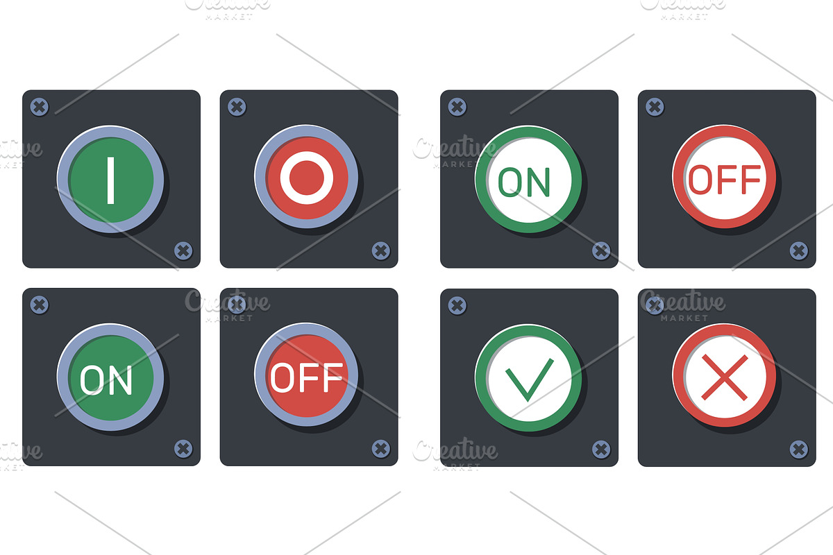 Power switch buttons. Turn on and, a Technology Illustration by Vectorbuum