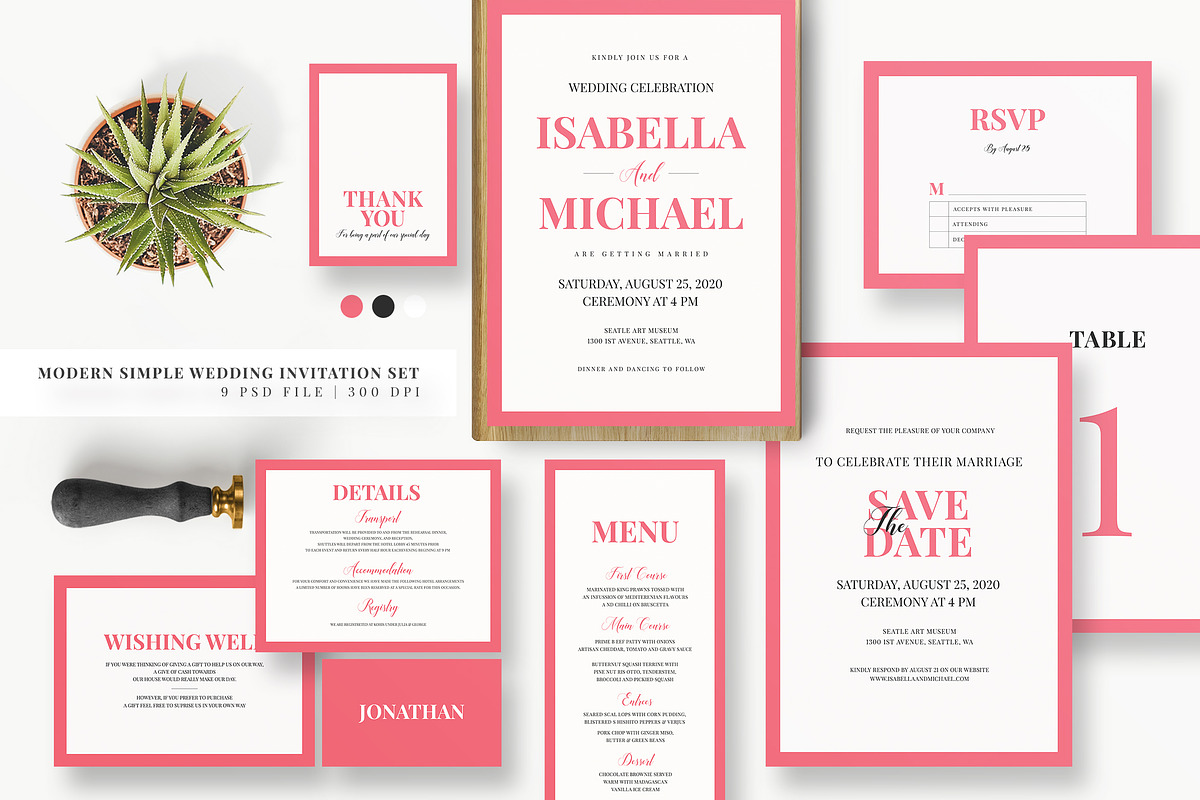 Minimal Pink Invitation Set, an Invitation Template by Azka Creative (Photo 1 of 5)