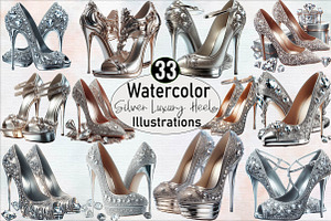 Silver Luxury Heels  Sublimation Cl, an Illustration by SVGArt