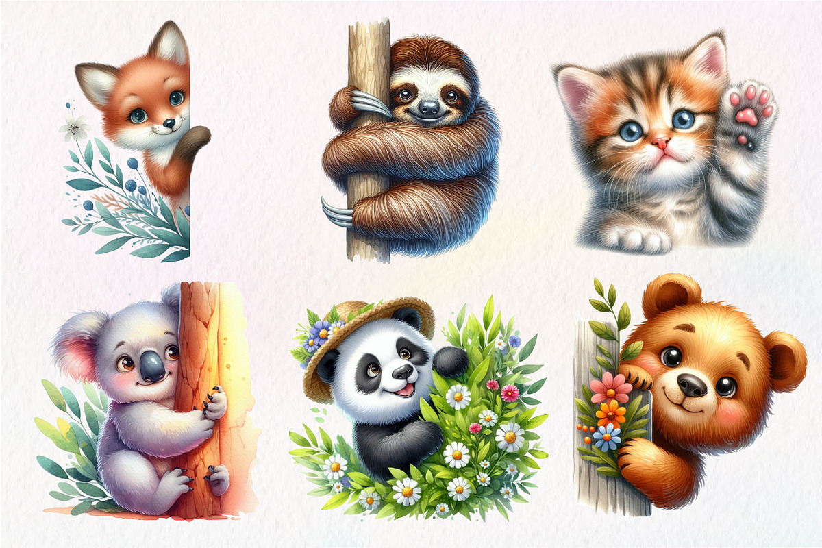 Animal Peeking Around Corner Clipart, an Illustration by Dream Creation (Photo 3 of 7)