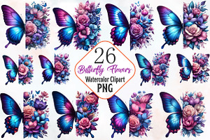 Butterfly Flowers Sublimation PNG, an Illustration by RobertsArt