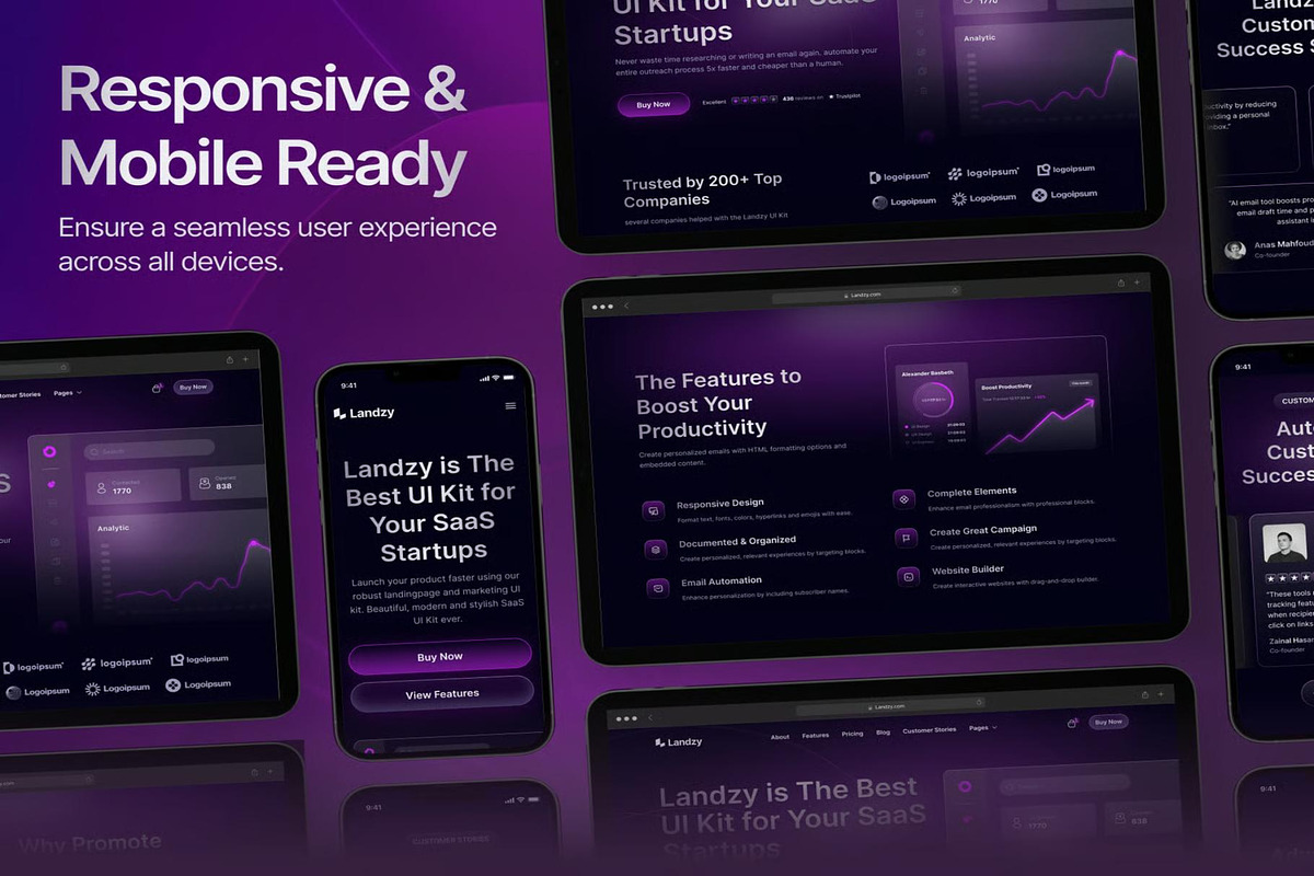 Landzy - SaaS Landing page UI Kit, an UI Kit Template by Creative Perspective (Photo 7 of 8)