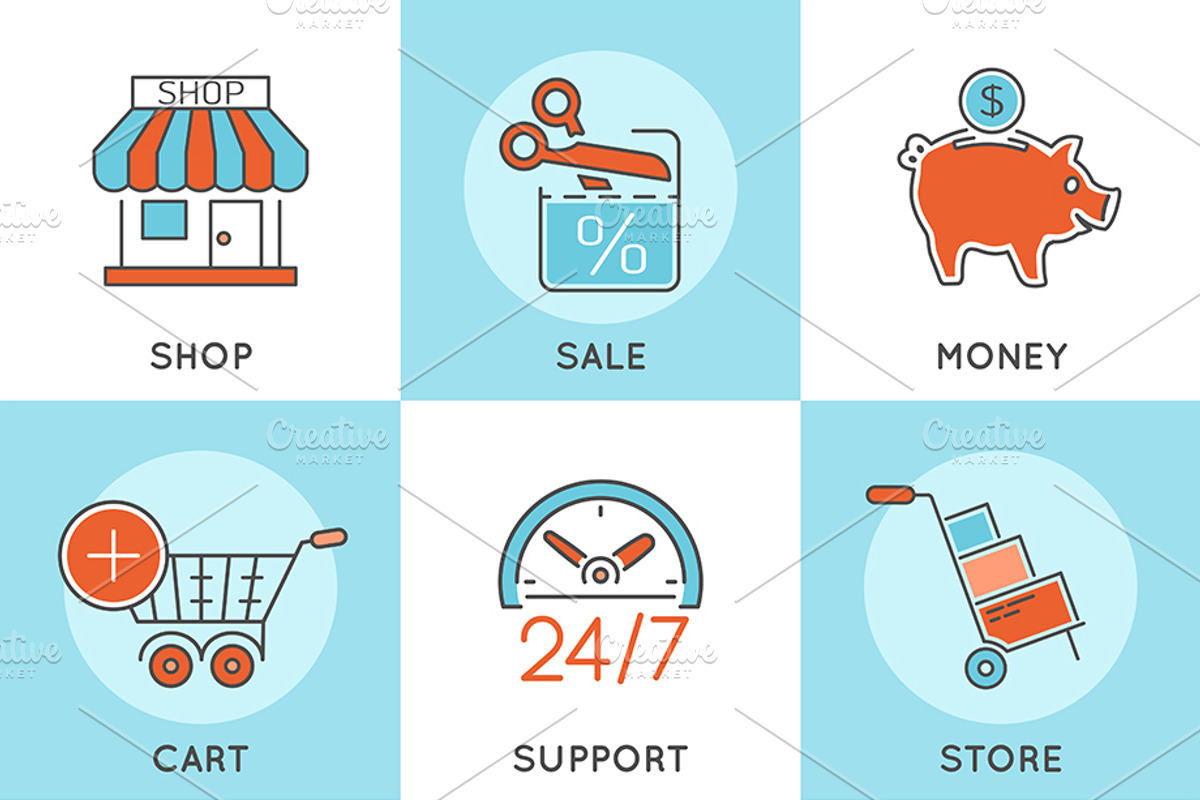 Online Shopping Icons and Process, a Finance Illustration by TAlex (Photo 3 of 7)