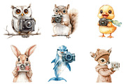 Watercolor Cute Animals Photographer, an Illustration by SinaCreation (Thumbnail 3 of 5)
