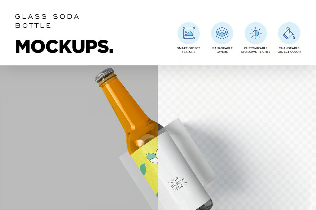 Glass Soda Bottle Mockups, a Product Mockup by megostudi0 (Photo 3 of 7)