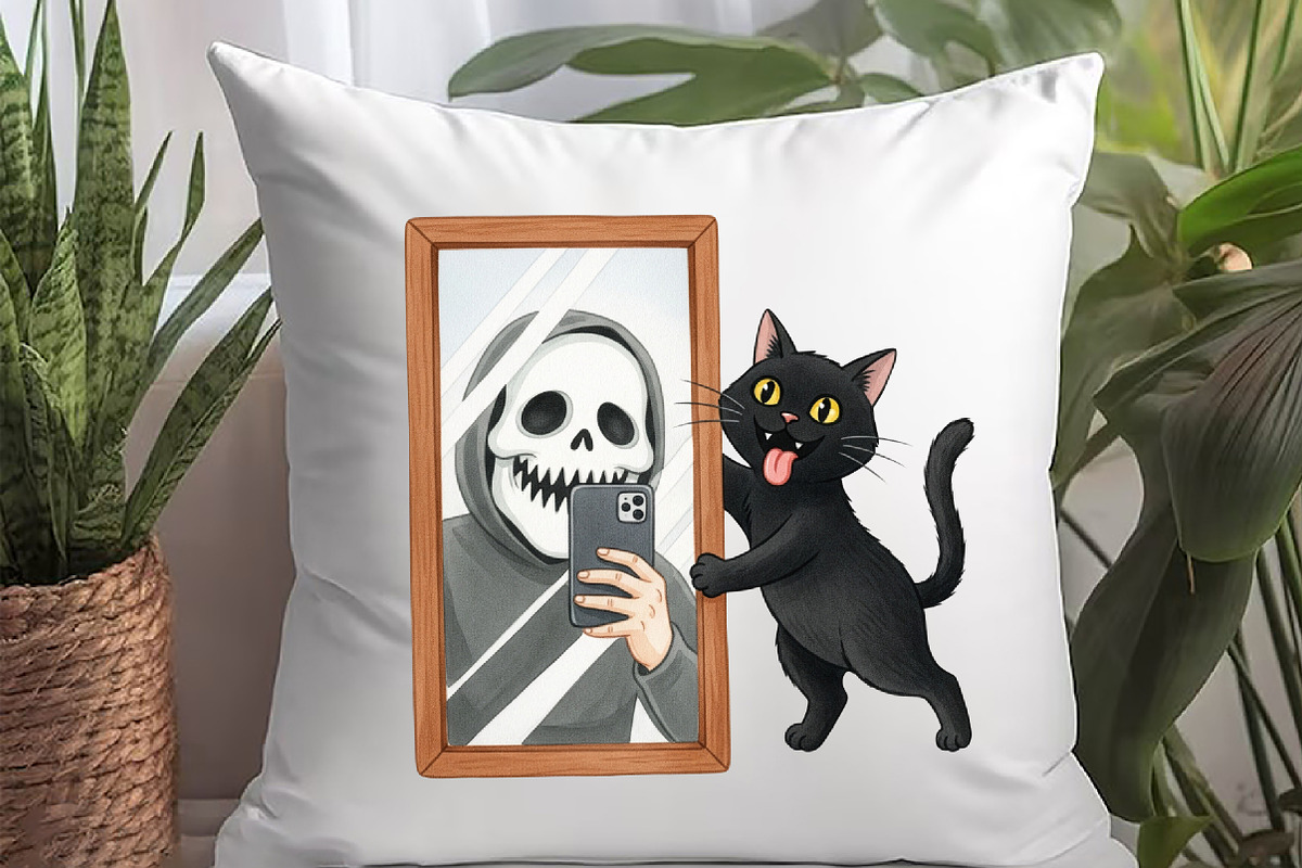 Funny Halloween Black Cat Clipart, an Illustration by Watercolor design (Photo 4 of 6)