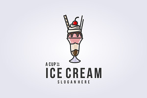 sundae logo, homemade ice cream logo, a Branding & Logo Template by Lodzrov