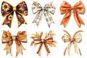 Watercolor Autumn Bow Clipart Bundle, an Illustration by Craft Nest (Thumbnail 4 of 6)