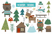 Winter Woods clipart set, a Seasonal Illustration by Poppymoondesign (Thumbnail 1 of 3)