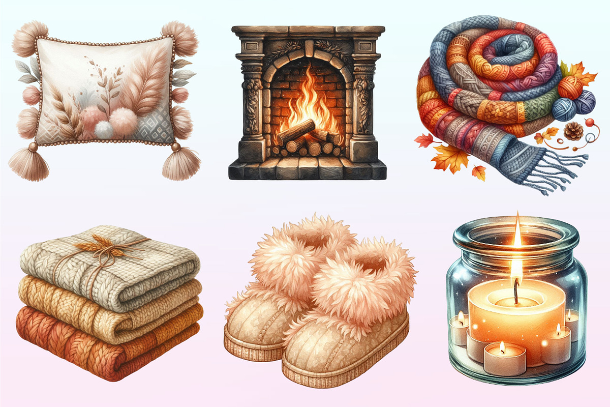 Watercolor Cozy Evening Clipart, a Graphic by CitraGraphics (Photo 2 of 4)