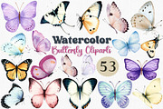 Watercolor Butterfly Clipart Set, an Animal Illustration by CropUp Creative (Thumbnail 1 of 4)