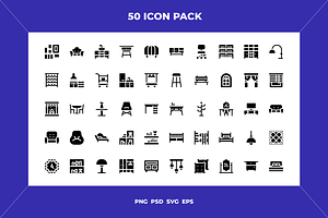Furniture icons, an Outline Icon by Wencory