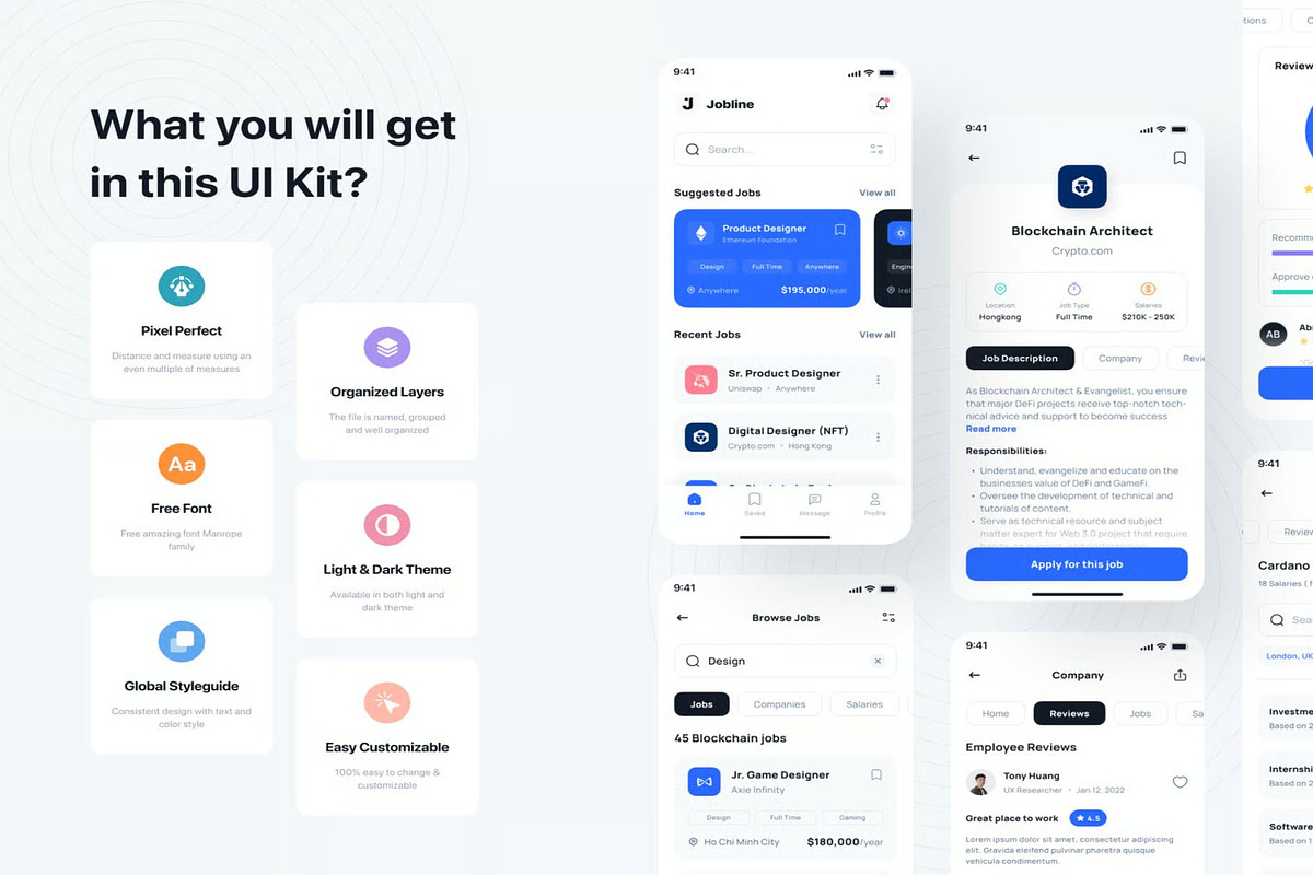 Jobline - Job Finder App iOS UI Kit, an UI Kit Template by Creative Perspective (Photo 3 of 6)