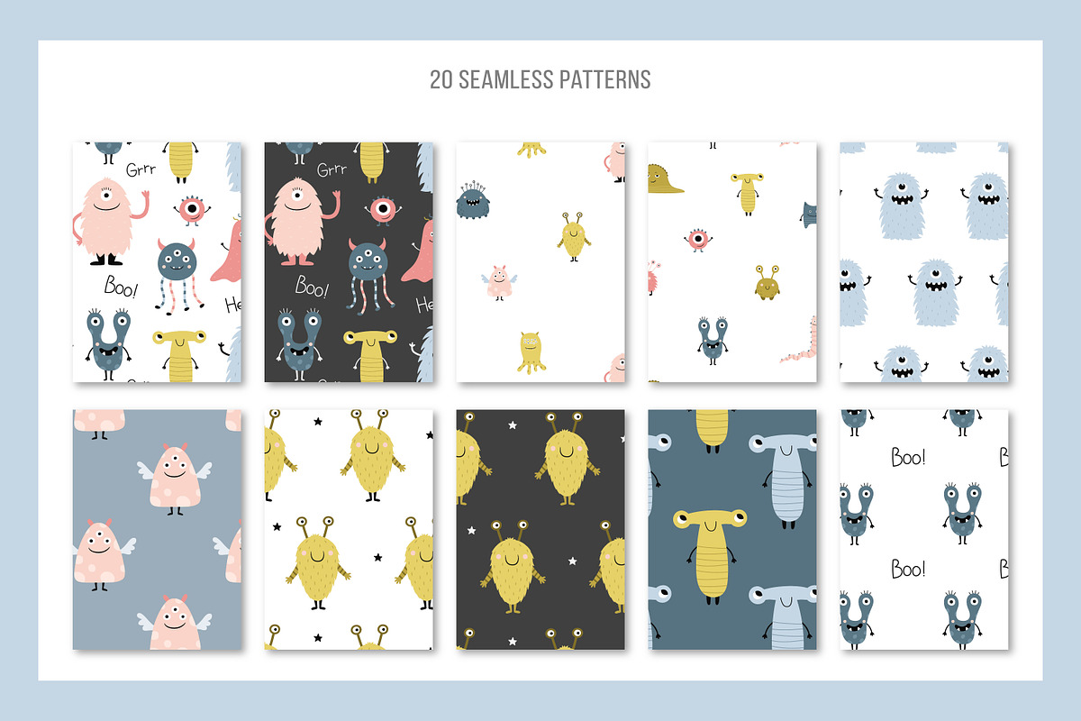 Cute monsters. Vector collection, an Illustration by Guvi-Design (Photo 5 of 10)