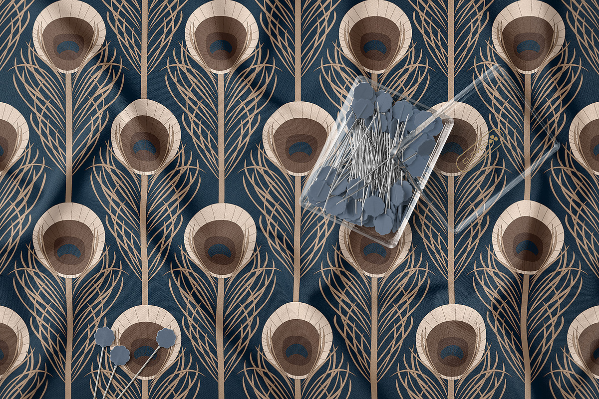 Vintage Peacock Plume Pattern Design, a Pattern Graphic by StudioGlouna (Photo 2 of 5)