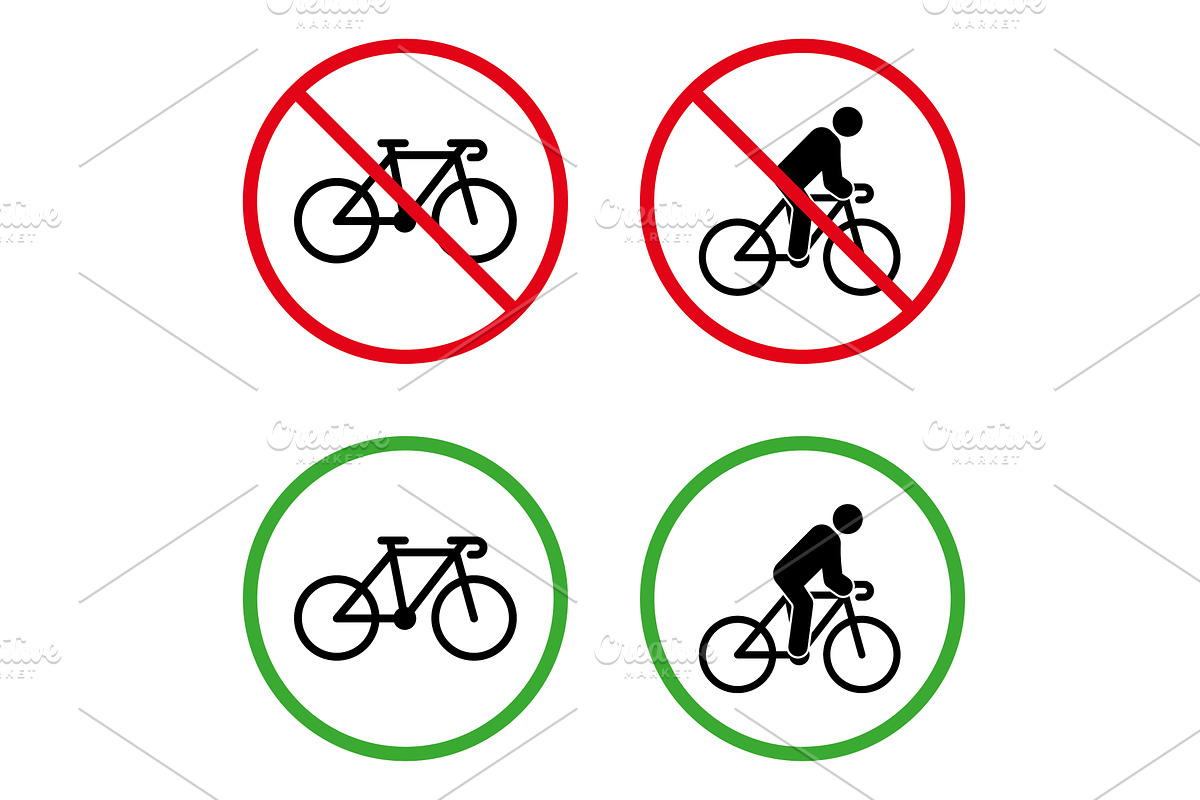 Man on Bike Forbidden Sign, an Object Illustration by Vector Creator