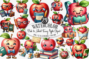 Back to School Funny Apple Clipart, an Illustration by Designking
