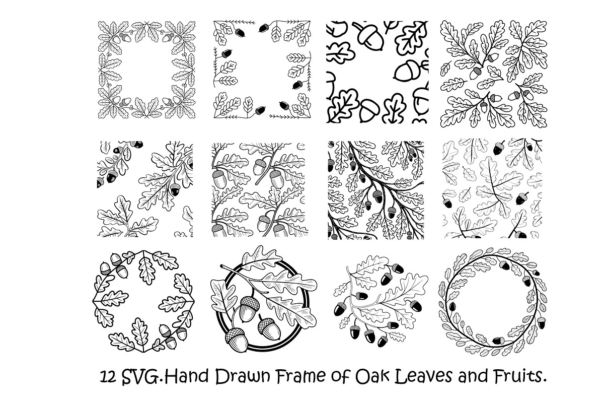 12 SVG.Hand Drawn Frame of Oak Leave, a Graphic by SketchArtStudio (Photo 2 of 4)