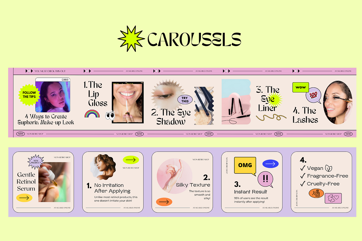 Neon Retro Canva Instagram Puzzle, a Social Media Template by Guavamelo Studio (Photo 8 of 16)