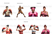 Boxing Clipart, Black Boxer, Fitness, a Person Illustration by BrushstrokeArtGB (Thumbnail 3 of 9)