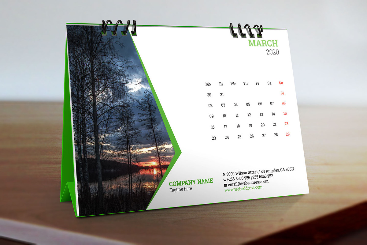Desk Calendar for 2020 V_2, a Stationery Template by graphicbox (Photo 2 of 5)
