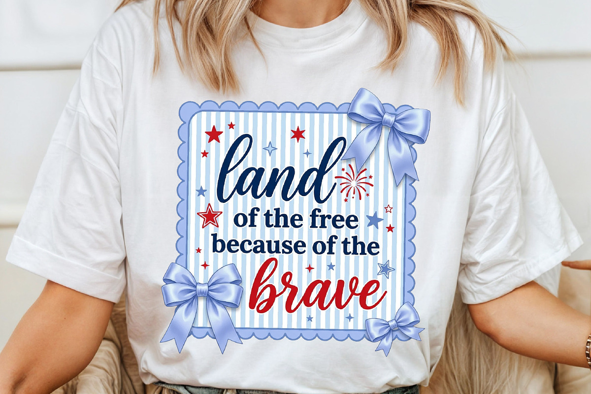 Preppy 4th of July Png, Land of Free, a Seasonal Illustration by Sublimation Artist (Photo 4 of 9)
