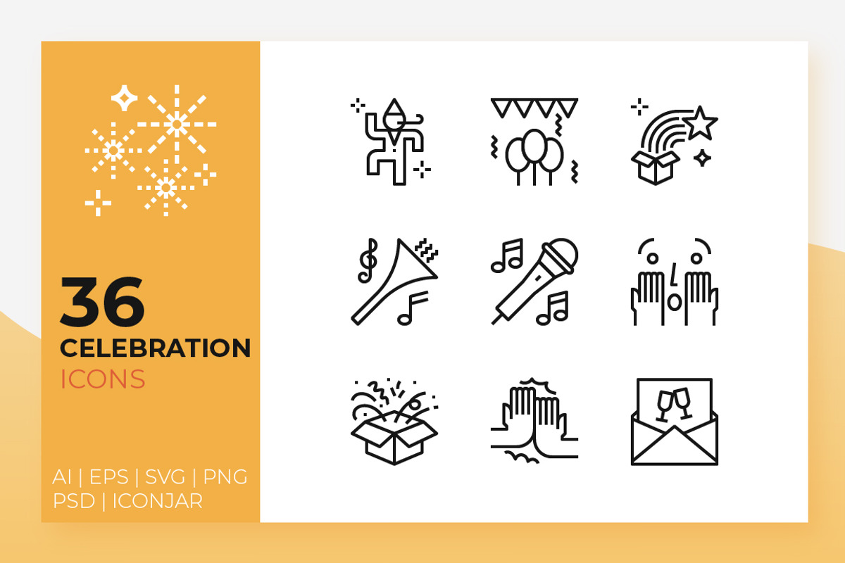 Celebration Icons, an Outline Icon by Becris (Photo 1 of 3)