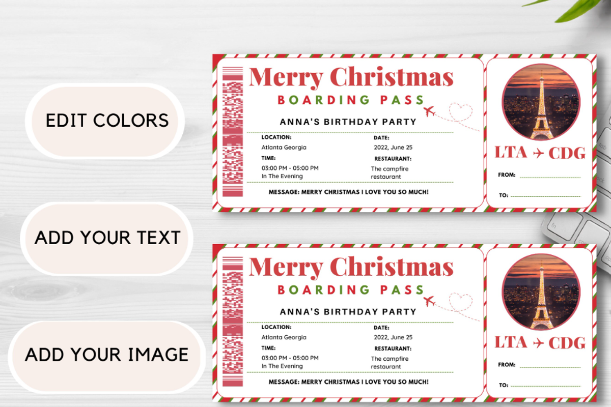 Editable Boarding Pass Template, a Card Template by YasdeyDesigns (Photo 7 of 8)