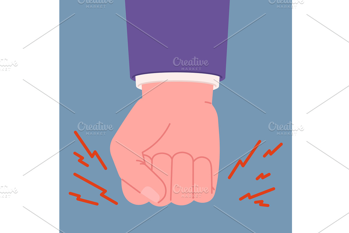 Angry boss punching and lightning, an Object Illustration by LadadikArt