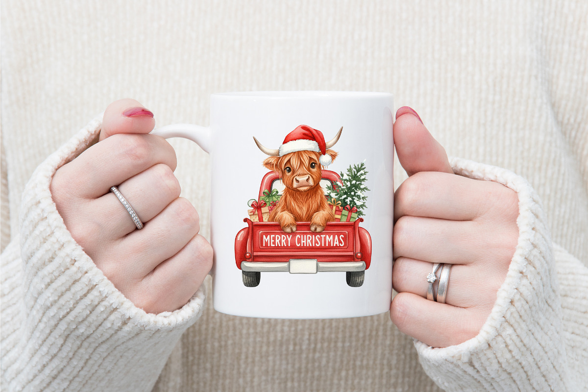 Red Christmas Highland Cow PNG, an Illustration by designcity5 (Photo 4 of 8)