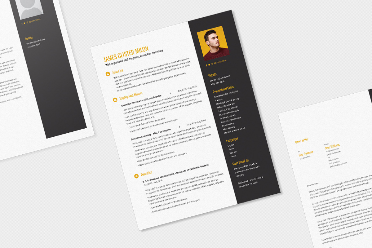 Secretary Resume Template, a Resume Template by iDoodle Studio (Photo 2 of 4)