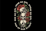 Skull no see, no hear, no speak, an Illustration by Pen of God Studio (Thumbnail 1 of 4)