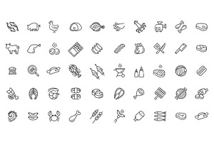 Set of Meat Icons, a Food Illustration by Tettygreen