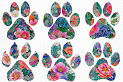 Floral Dog Paw Prints Clipart, a Seasonal Illustration by Craft Nest (Thumbnail 4 of 6)