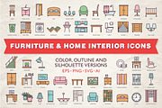 Furniture Home Interior Icons Set, an Icon by Digiselector Design Goods (Thumbnail 1 of 4)
