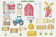 Farm objects watercolor clipart, an Object Graphic by Trinibis (Thumbnail 2 of 5)