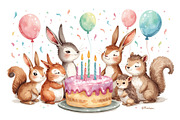 watercolor birthday Cakes Party, a Graphic by Creativeshirt (Thumbnail 9 of 14)