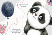 Funny Panda - color pencil clipart, an Animal Illustration by KatsiarynaKa (Thumbnail 5 of 16)
