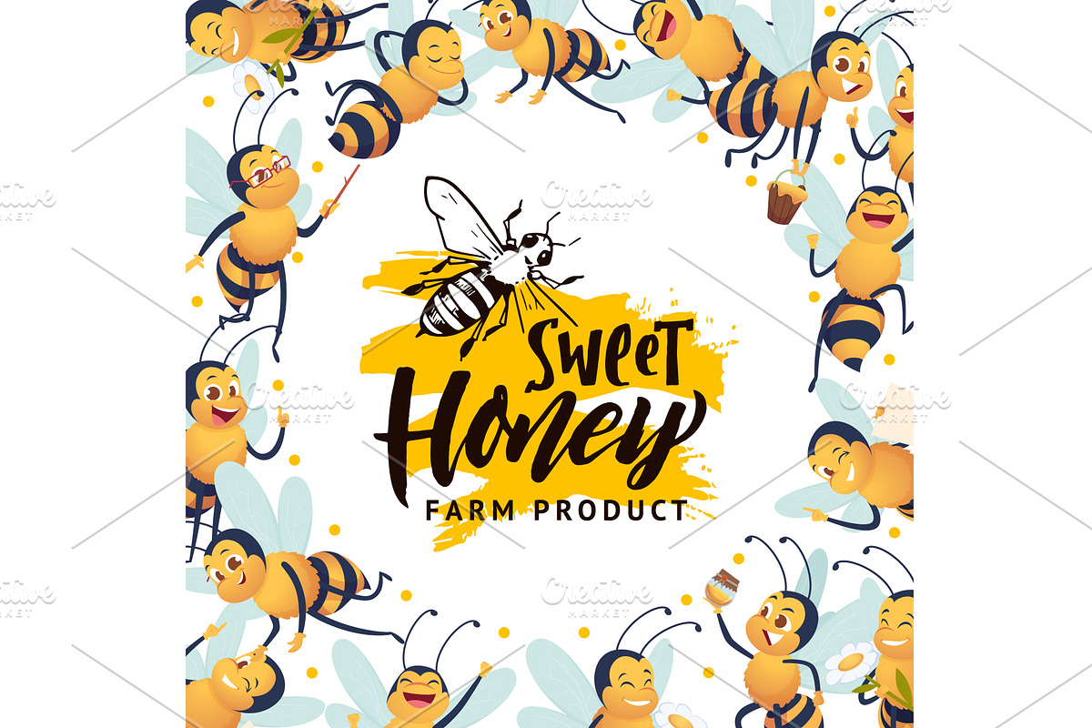 Honey bees. background template in, a Food Illustration by Onyx