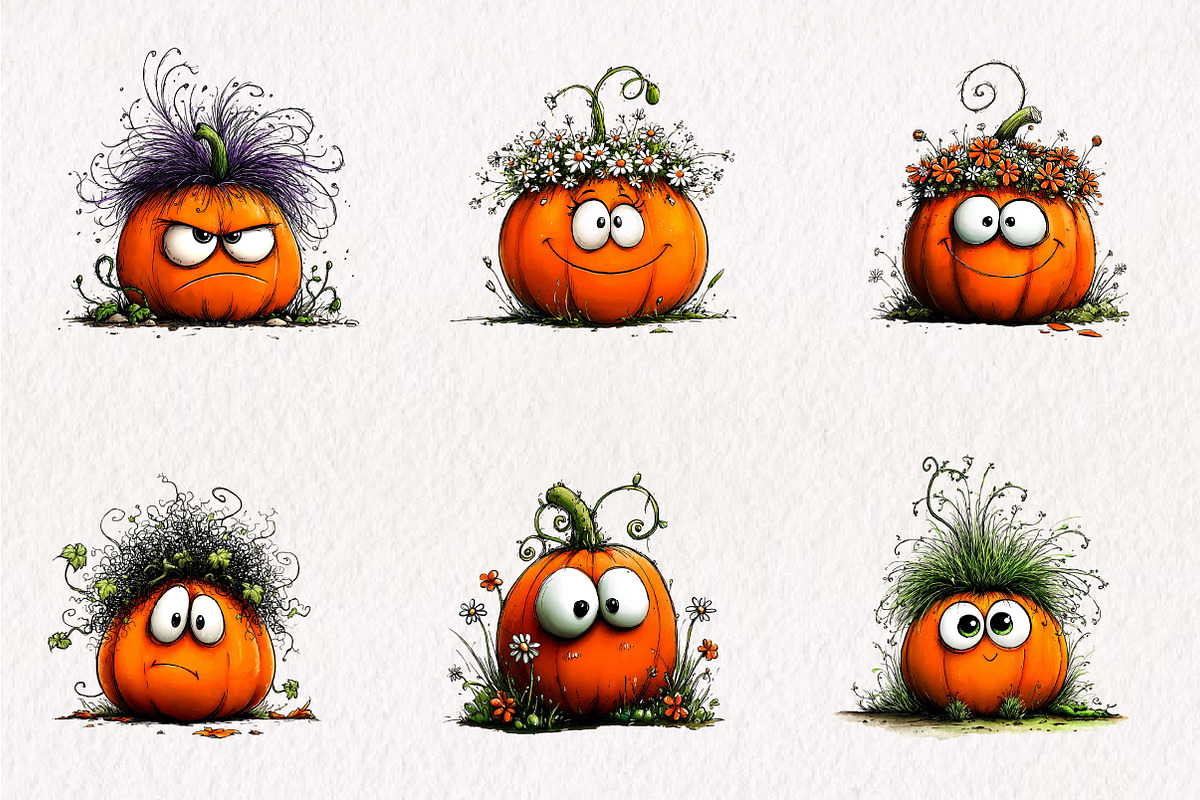 Funny Pumpkin Clipart PNG, a Seasonal Illustration by CreationArt (Photo 2 of 7)