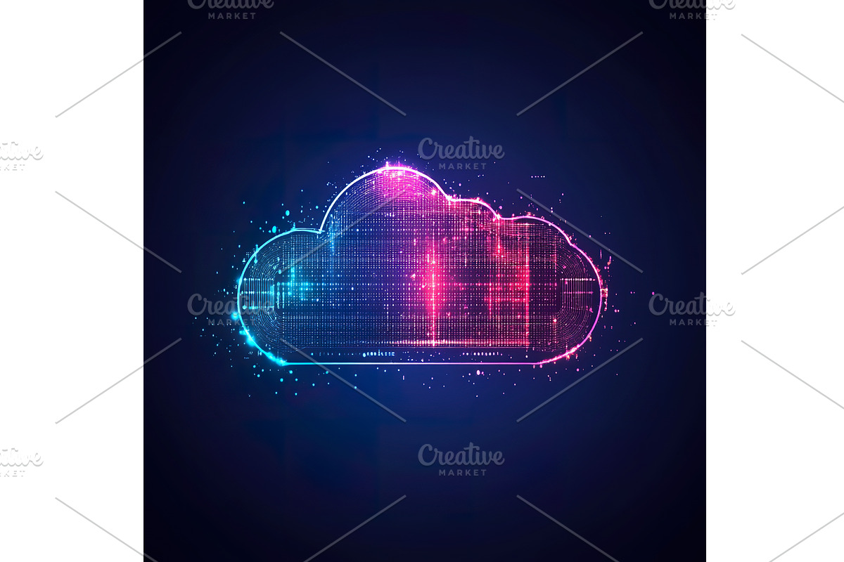 Digital cloud design with blue and, a Technology Illustration by Lermont51