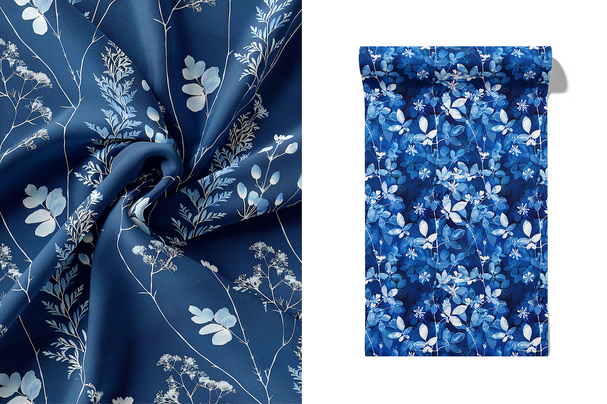 Cyanotype Floral Seamless Patterns, a Pattern Graphic by Ninterints (Photo 16 of 18)
