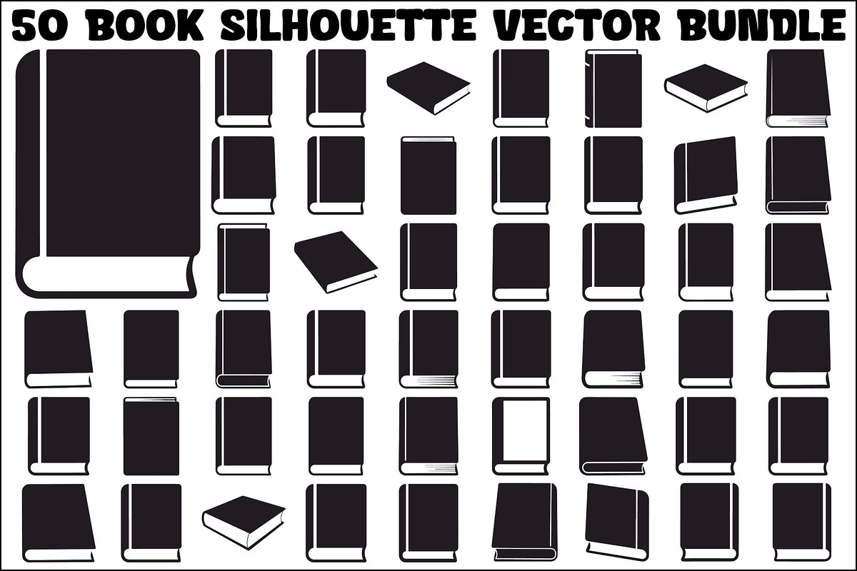 Book Silhouette Vector Bundle, an Illustration by Gaye Art (Photo 1 of 51)