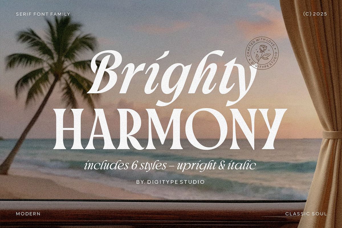 Brighty Harmony | Serif font family, a Font by Digitype Studio (Photo 1 of 15)