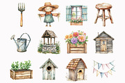 Watercolor Garden Pals Clipart, a Seasonal Illustration by Design Market (Thumbnail 2 of 4)
