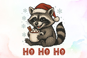 Ho Ho Ho Raccoon Png, Christmas Racc, an Illustration by Sublimation Artist