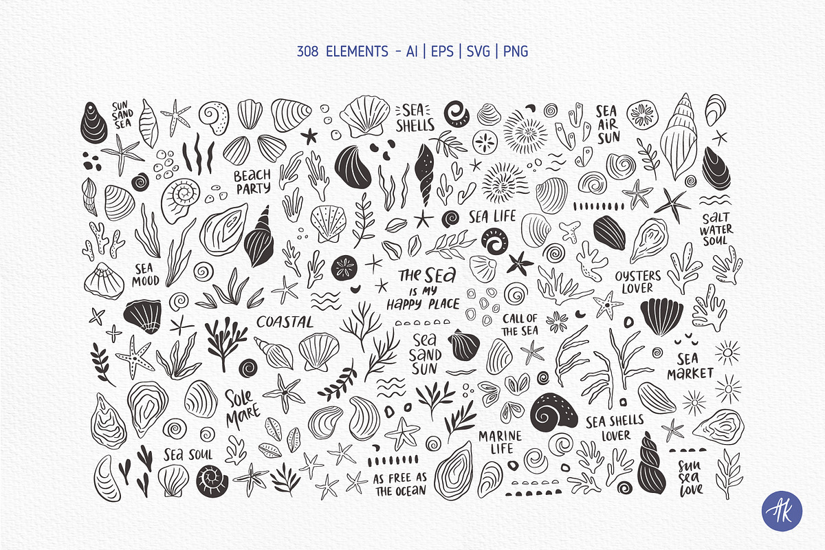 Sea Shells Whimsical Collection, an Object Graphic by Alena Koval (Photo 2 of 19)